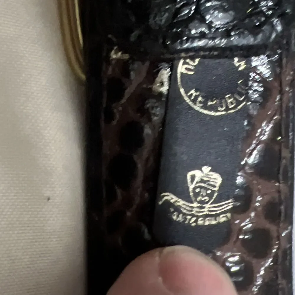 Lady Canterbury Black Snakeskin Leather Belt 42 Gold Tone Buckle DR VTG